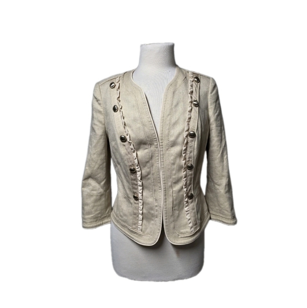 WOMENS WHITE HOUSE BLACK MARKET GOLD TONE BLAZER SIZE 6